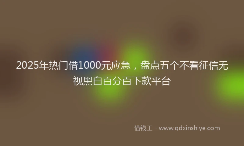 2025年热门借1000元应急，盘点五个不看征信无视黑白百分百下款平台