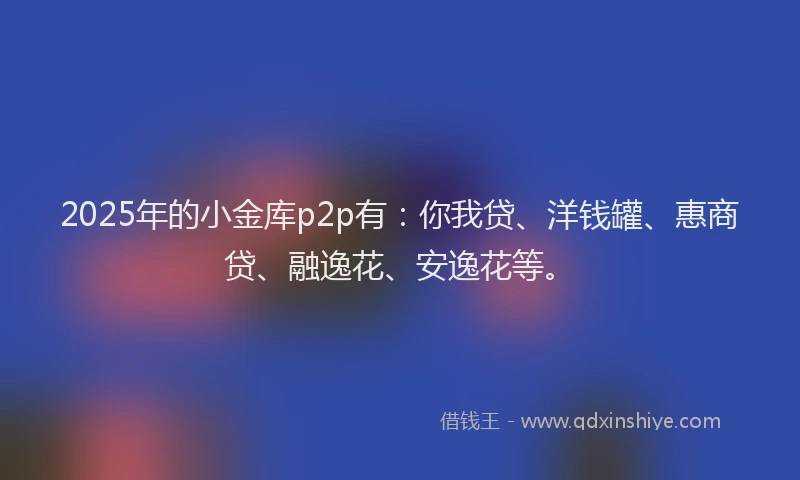 2025年的小金库p2p有：你我贷、洋钱罐、惠商贷、融逸花、安逸花等。