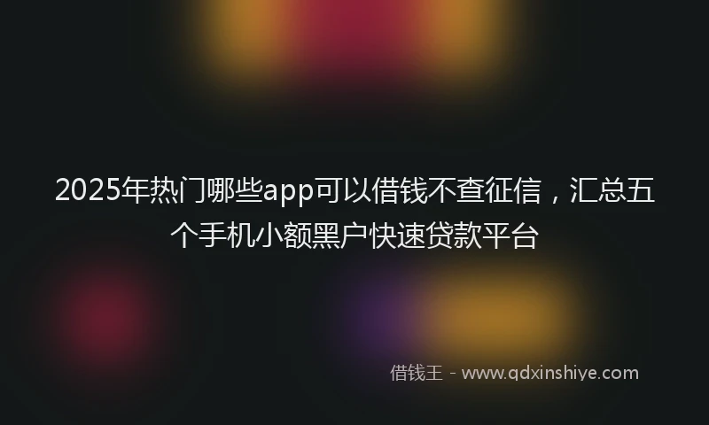 2025年热门哪些app可以借钱不查征信，汇总五个手机小额黑户快速贷款平台