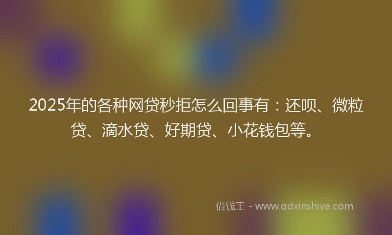 2025年的各种网贷秒拒怎么回事有：还呗、微粒贷、滴水贷、好期贷、小花钱包等。