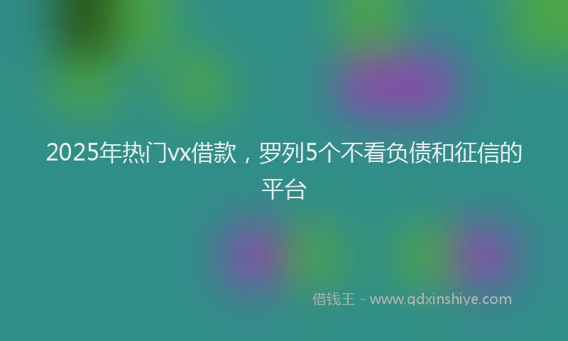 2025年热门vx借款，罗列5个不看负债和征信的平台