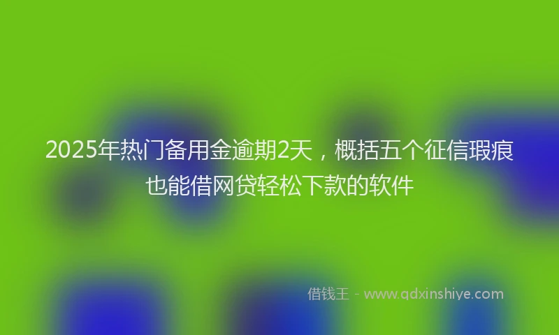 2025年热门备用金逾期2天，概括五个征信瑕疵也能借网贷轻松下款的软件