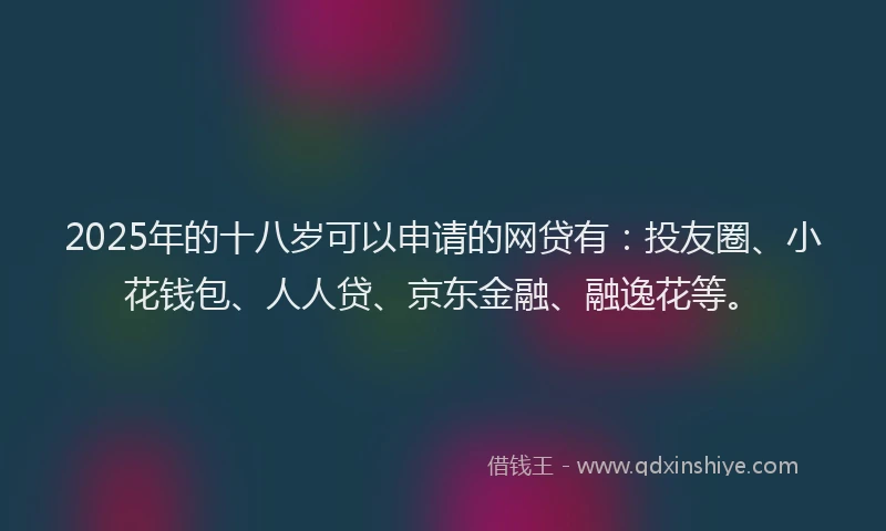 2025年的十八岁可以申请的网贷有：投友圈、小花钱包、人人贷、京东金融、融逸花等。