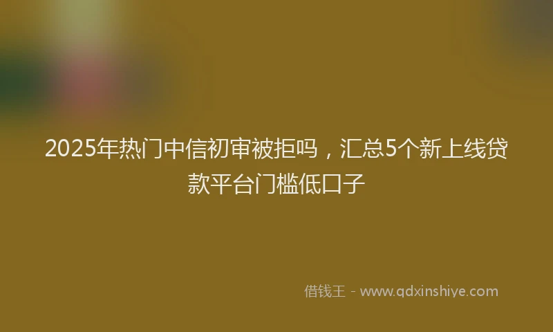 2025年热门中信初审被拒吗，汇总5个新上线贷款平台门槛低口子
