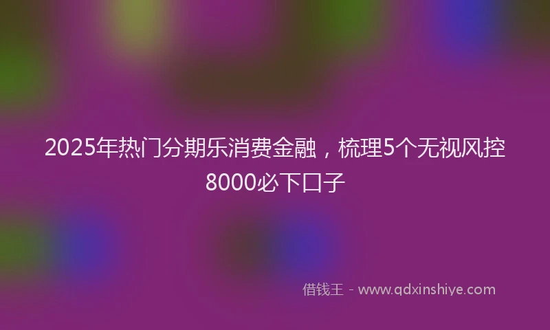 2025年热门分期乐消费金融，梳理5个无视风控8000必下口子