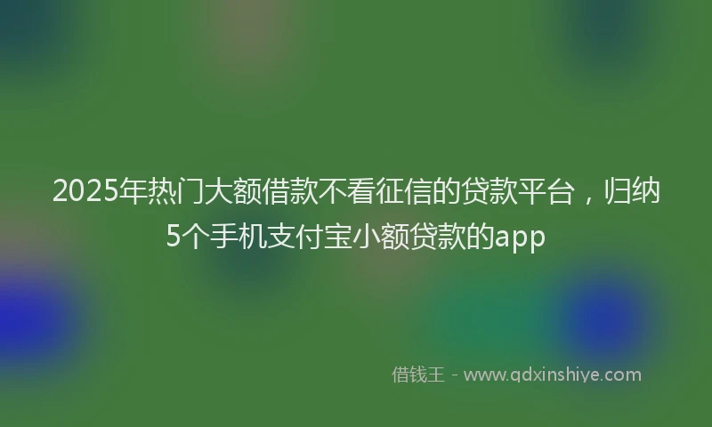 2025年热门大额借款不看征信的贷款平台，归纳5个手机支付宝小额贷款的app