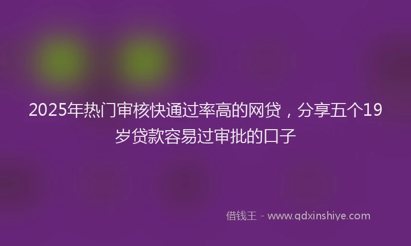 2025年热门审核快通过率高的网贷，分享五个19岁贷款容易过审批的口子