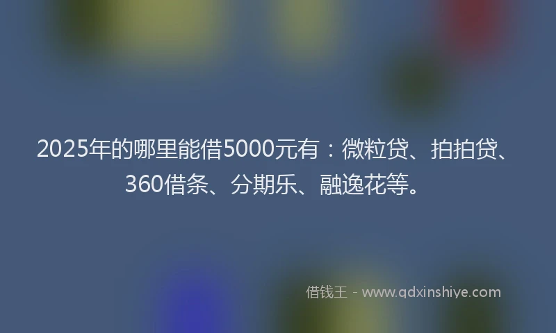2025年的哪里能借5000元有：微粒贷、拍拍贷、360借条、分期乐、融逸花等。