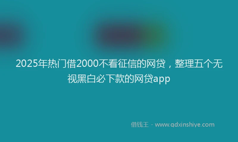 2025年热门借2000不看征信的网贷，整理五个无视黑白必下款的网贷app