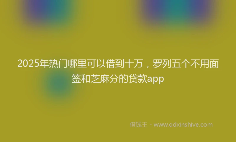 2025年热门哪里可以借到十万，罗列五个不用面签和芝麻分的贷款app