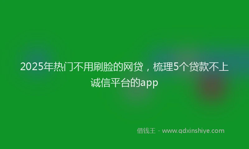 2025年热门不用刷脸的网贷，梳理5个贷款不上诚信平台的app