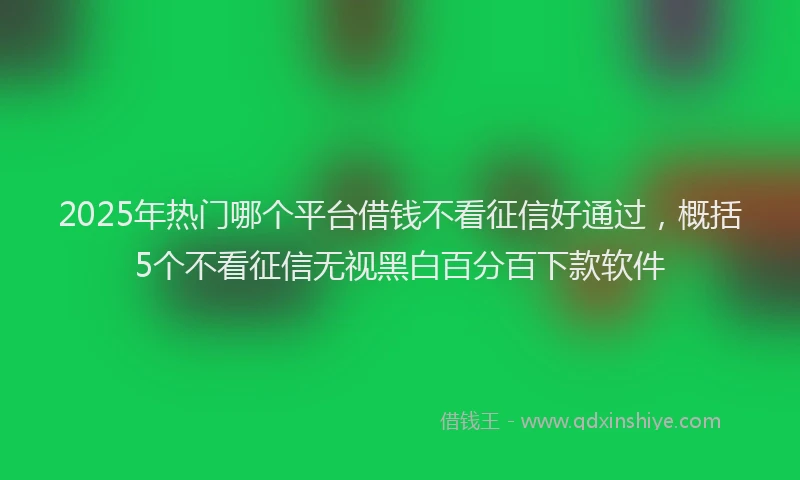 2025年热门哪个平台借钱不看征信好通过，概括5个不看征信无视黑白百分百下款软件