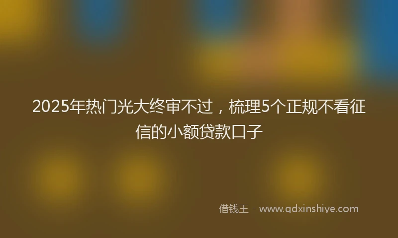 2025年热门光大终审不过，梳理5个正规不看征信的小额贷款口子