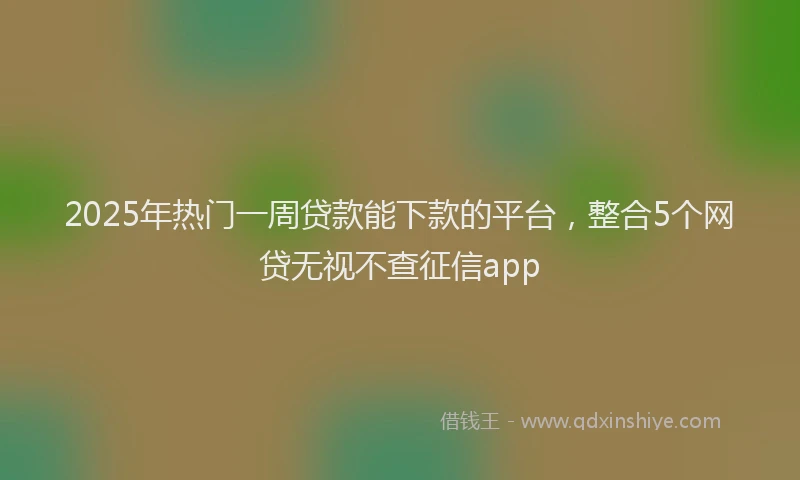 2025年热门一周贷款能下款的平台，整合5个网贷无视不查征信app