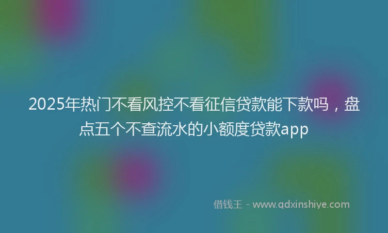 2025年热门不看风控不看征信贷款能下款吗，盘点五个不查流水的小额度贷款app