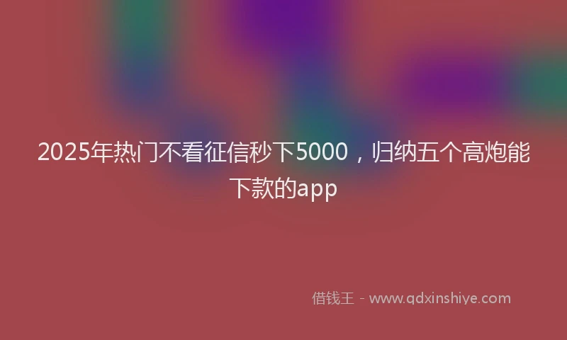 2025年热门不看征信秒下5000，归纳五个高炮能下款的app