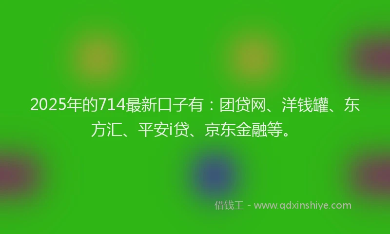 2025年的714最新口子有：团贷网、洋钱罐、东方汇、平安i贷、京东金融等。