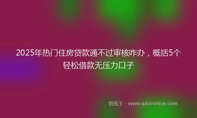 2025年热门住房贷款通不过审核咋办，概括5个轻松借款无压力口子