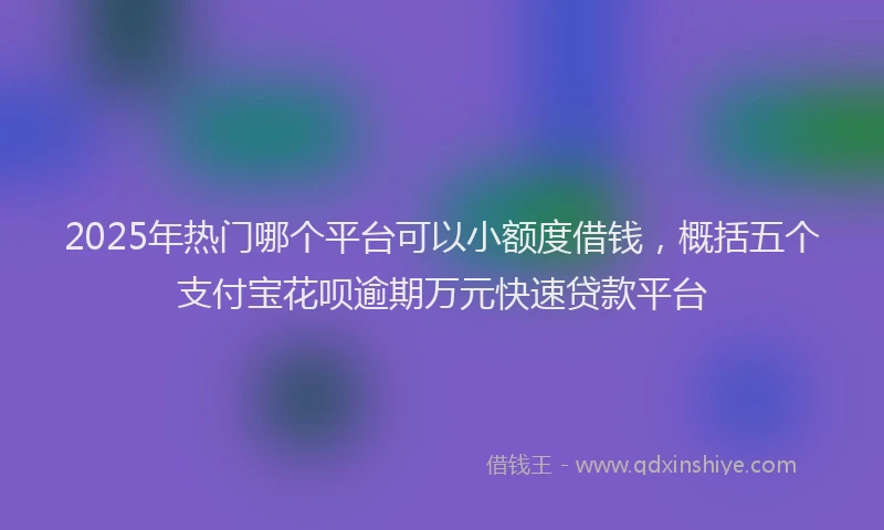 2025年热门哪个平台可以小额度借钱，概括五个支付宝花呗逾期万元快速贷款平台