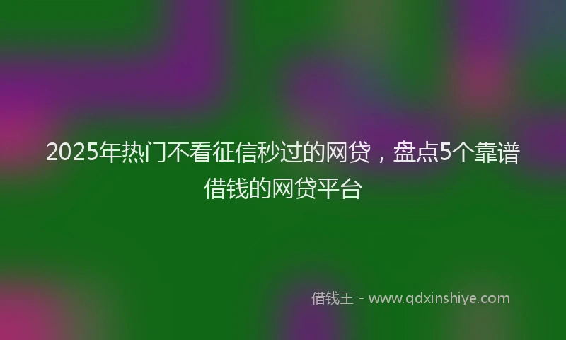 2025年热门不看征信秒过的网贷，盘点5个靠谱借钱的网贷平台