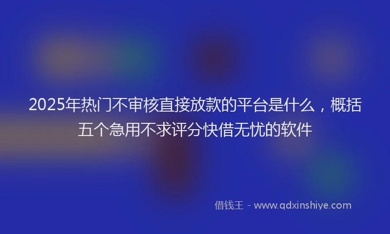 2025年热门不审核直接放款的平台是什么，概括五个急用不求评分快借无忧的软件