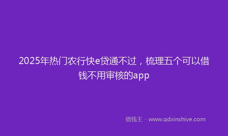 2025年热门农行快e贷通不过，梳理五个可以借钱不用审核的app