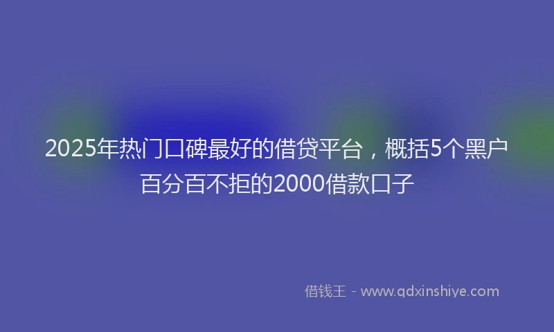 2025年热门口碑最好的借贷平台，概括5个黑户百分百不拒的2000借款口子