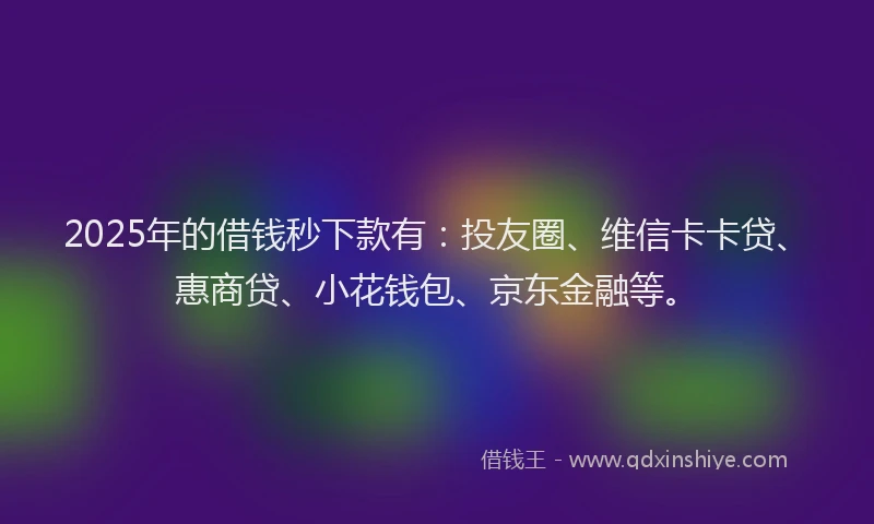 2025年的借钱秒下款有：投友圈、维信卡卡贷、惠商贷、小花钱包、京东金融等。