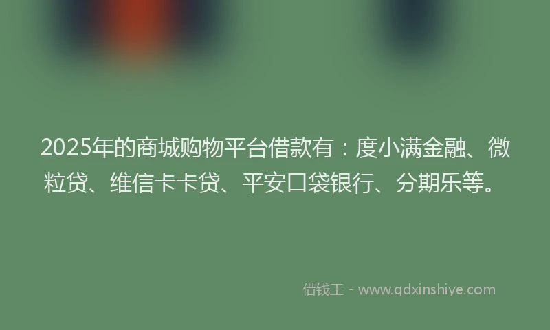 2025年的商城购物平台借款有：度小满金融、微粒贷、维信卡卡贷、平安口袋银行、分期乐等。