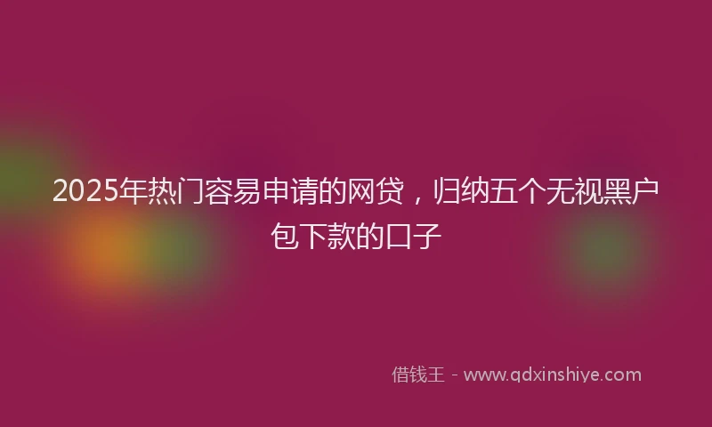 2025年热门容易申请的网贷，归纳五个无视黑户包下款的口子