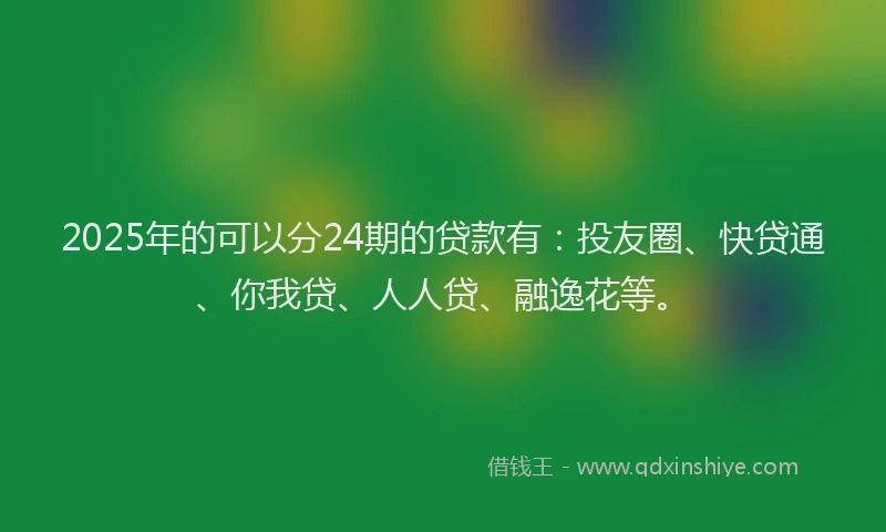 2025年的可以分24期的贷款有：投友圈、快贷通、你我贷、人人贷、融逸花等。