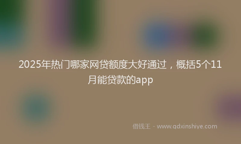 2025年热门哪家网贷额度大好通过，概括5个11月能贷款的app