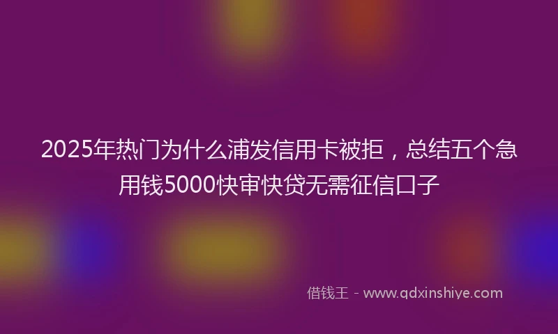 2025年热门为什么浦发信用卡被拒，总结五个急用钱5000快审快贷无需征信口子
