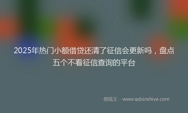 2025年热门小额借贷还清了征信会更新吗，盘点五个不看征信查询的平台