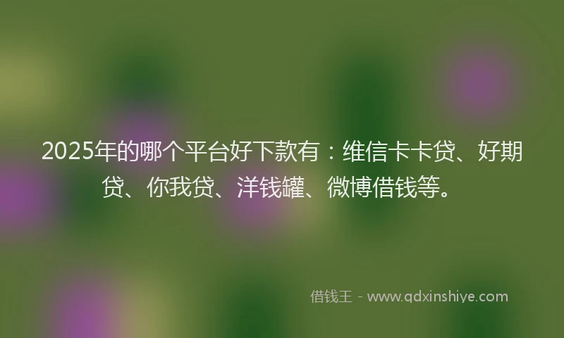 2025年的哪个平台好下款有：维信卡卡贷、好期贷、你我贷、洋钱罐、微博借钱等。