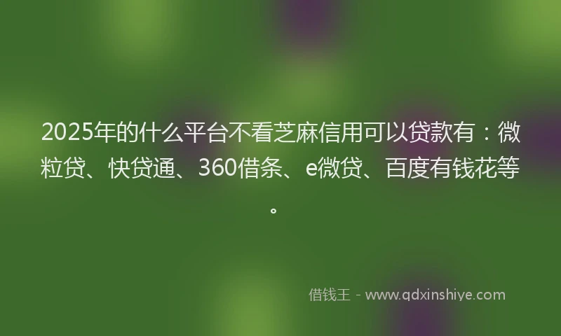 2025年的什么平台不看芝麻信用可以贷款有：微粒贷、快贷通、360借条、e微贷、百度有钱花等。