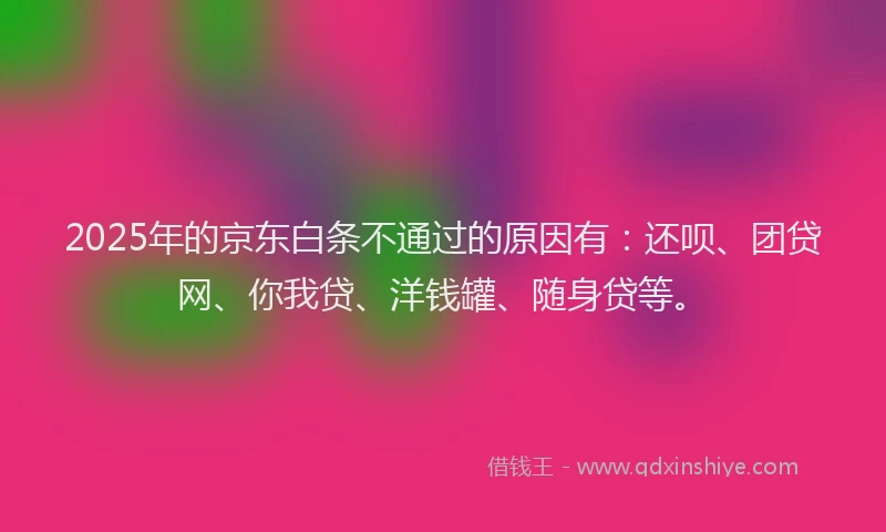 2025年的京东白条不通过的原因有：还呗、团贷网、你我贷、洋钱罐、随身贷等。