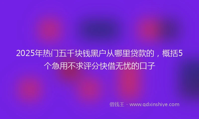 2025年热门五千块钱黑户从哪里贷款的，概括5个急用不求评分快借无忧的口子