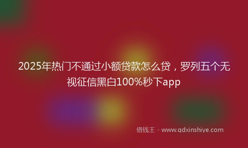 2025年热门不通过小额贷款怎么贷，罗列五个无视征信黑白100%秒下app