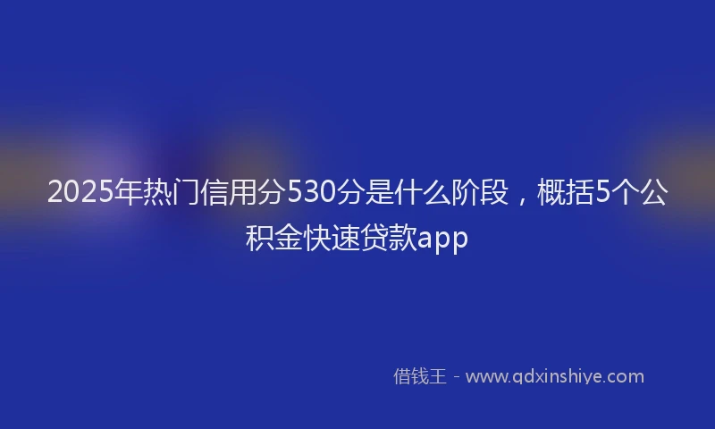 2025年热门信用分530分是什么阶段，概括5个公积金快速贷款app