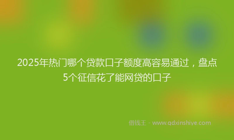 2025年热门哪个贷款口子额度高容易通过，盘点5个征信花了能网贷的口子