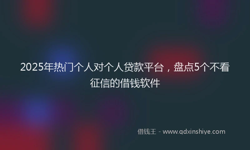 2025年热门个人对个人贷款平台，盘点5个不看征信的借钱软件
