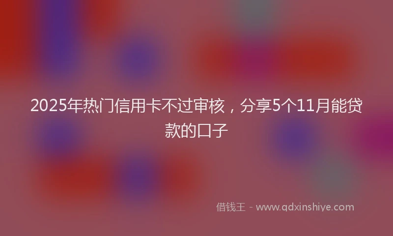2025年热门信用卡不过审核，分享5个11月能贷款的口子
