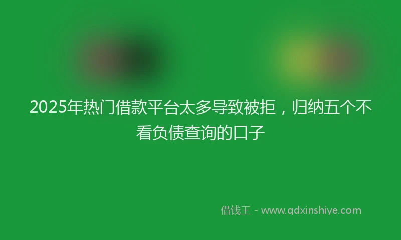 2025年热门借款平台太多导致被拒，归纳五个不看负债查询的口子