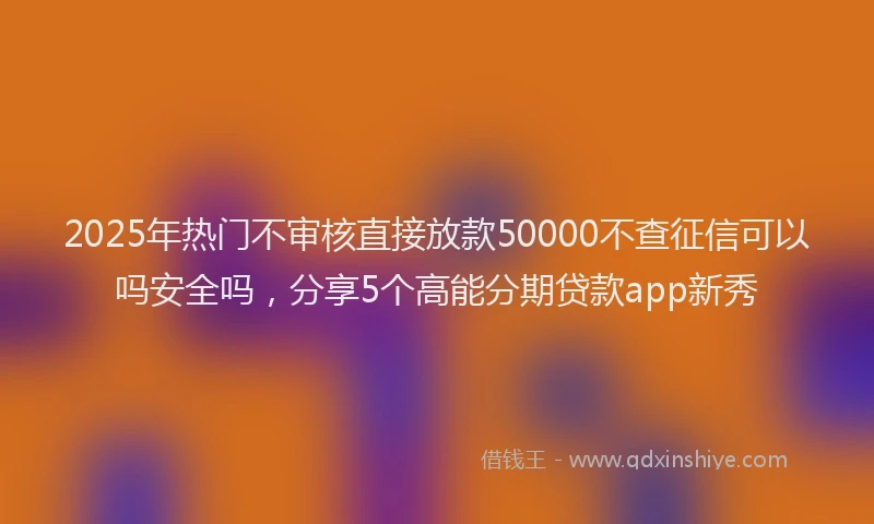 2025年热门不审核直接放款50000不查征信可以吗安全吗，分享5个高能分期贷款app新秀