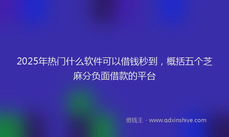 2025年热门什么软件可以借钱秒到，概括五个芝麻分负面借款的平台