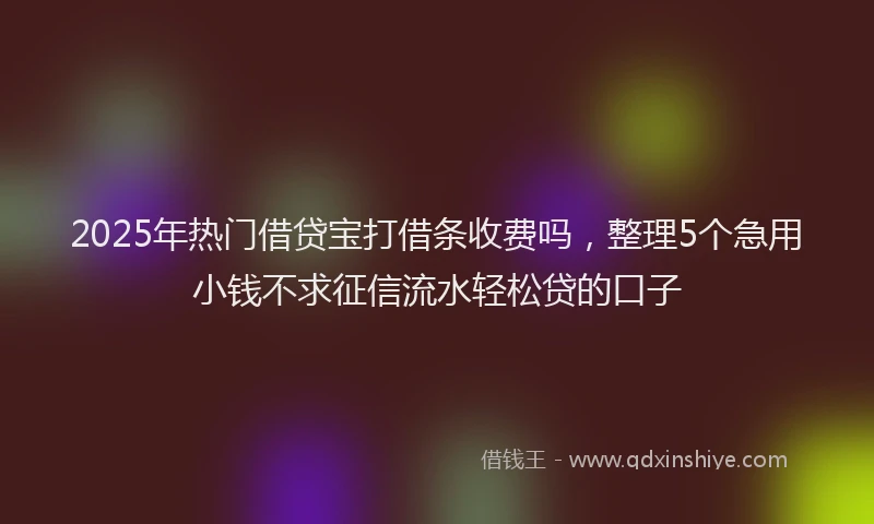2025年热门借贷宝打借条收费吗，整理5个急用小钱不求征信流水轻松贷的口子
