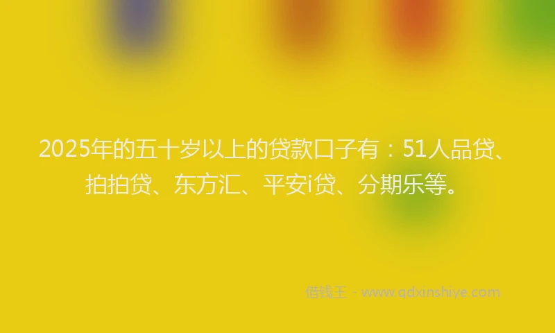 2025年的五十岁以上的贷款口子有：51人品贷、拍拍贷、东方汇、平安i贷、分期乐等。