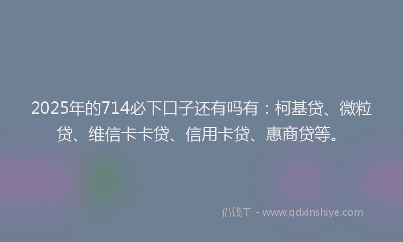 2025年的714必下口子还有吗有：柯基贷、微粒贷、维信卡卡贷、信用卡贷、惠商贷等。