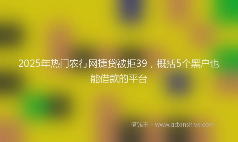 2025年热门农行网捷贷被拒39，概括5个黑户也能借款的平台